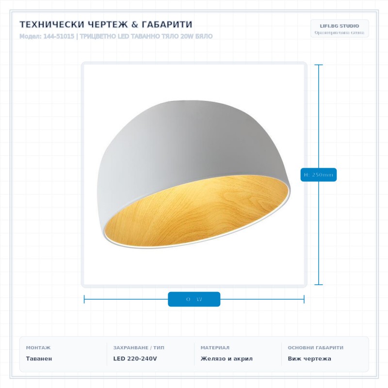ТРИЦВЕТНО LED ТАВАННО ТЯЛО 20W БЯЛО ТРИЦВЕТНО LED ТАВАННО ТЯЛО 20W БЯЛО