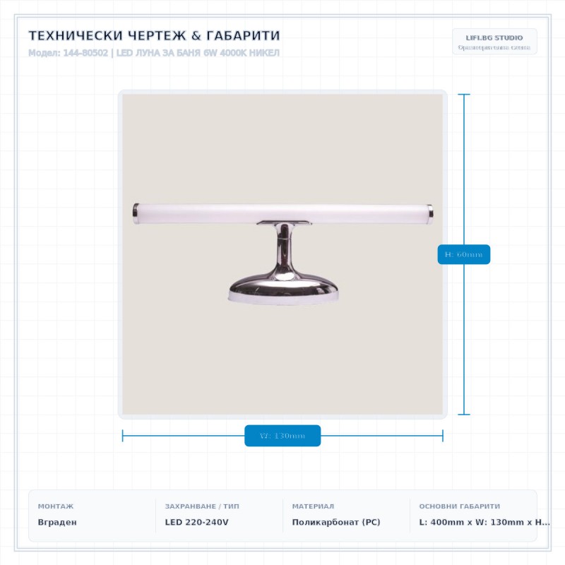 LED ЛУНА ЗА БАНЯ 6W 4000K НИКЕЛ LED ЛУНА ЗА БАНЯ 6W 4000K НИКЕЛ