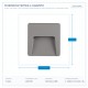 LED СТЪПКОВО ОСВЕТЛЕНИЕ ЗА СТЕНА 3W IP65 3CCT 120X120MM СИВО