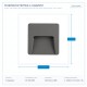 WALL MOUNTED LED SLIM STEP LIGHT 3W IP65 230V 3CCT 120X120mm DARK GREY PRO 145-52098 WALL MOUNTED LED SLIM STEP LIGHT 3W IP65 230V 3CCT 120X120mm DARK GREY PRO 145-52098