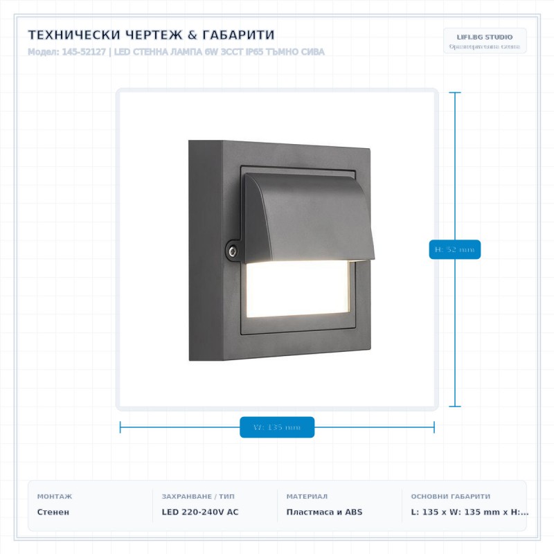 LED СТЕННА ЛАМПА 6W 3CCT IP65 ТЪМНО СИВА LED СТЕННА ЛАМПА 6W 3CCT IP65 ТЪМНО СИВА