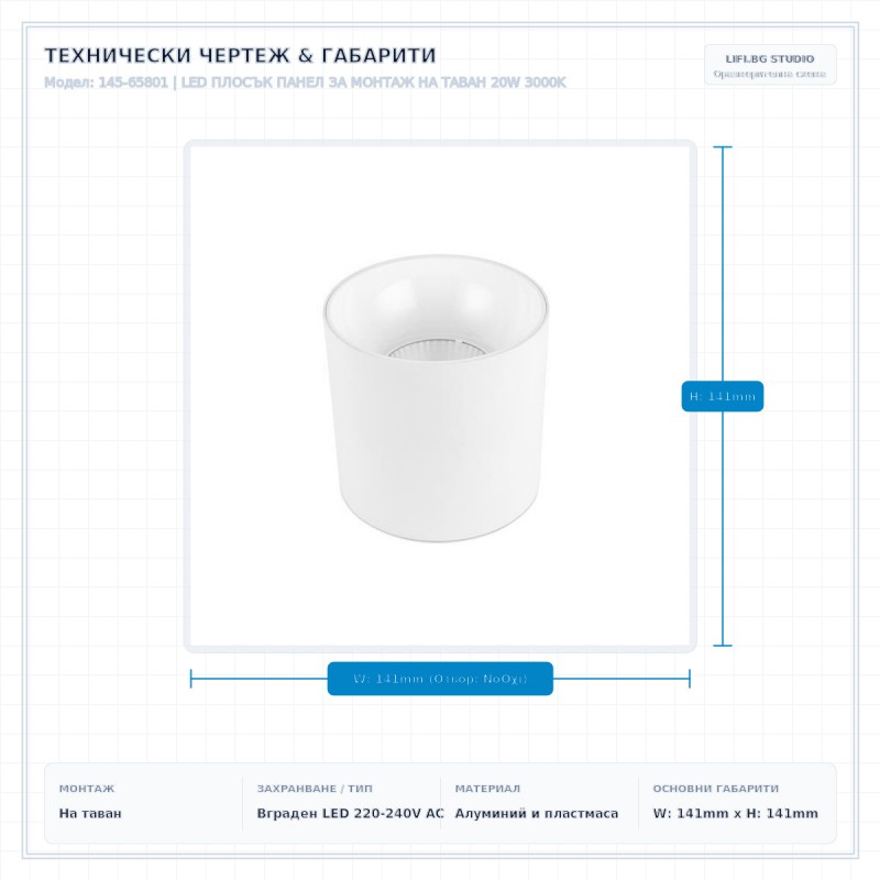 LED ПЛОСЪК ПАНЕЛ ЗА МОНТАЖ НА ТАВАН 20W 3000K LED ПЛОСЪК ПАНЕЛ ЗА МОНТАЖ НА ТАВАН 20W 3000K