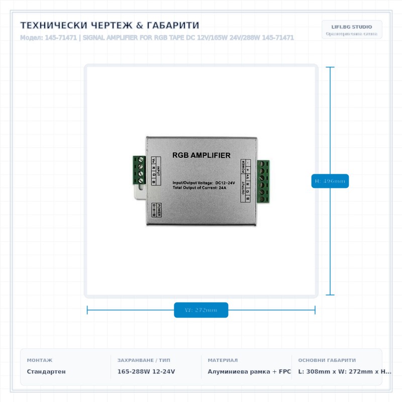 SIGNAL AMPLIFIER FOR RGB TAPE DC 12V/165W 24V/288W 145-71471 SIGNAL AMPLIFIER FOR RGB TAPE DC 12V/165W 24V/288W 145-71471