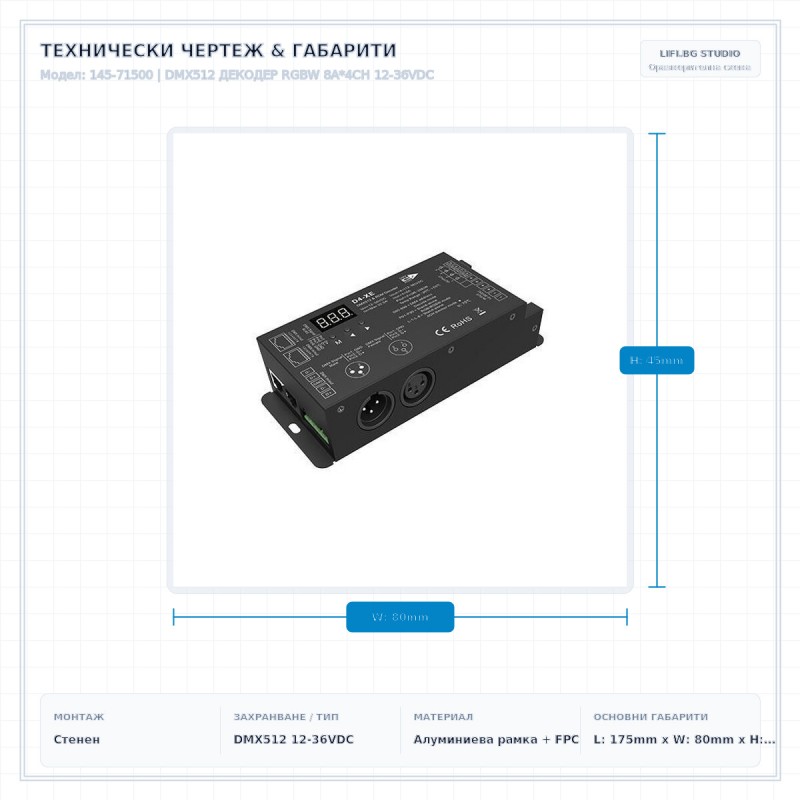 DMX512 ДЕКОДЕР RGBW 8A*4CH 12-36VDC DMX512 ДЕКОДЕР RGBW 8A*4CH 12-36VDC