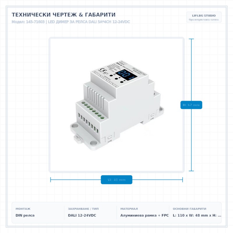 LED ДИМЕР ЗА РЕЛСА DALI 5A*4CH 12-24VDC LED ДИМЕР ЗА РЕЛСА DALI 5A*4CH 12-24VDC