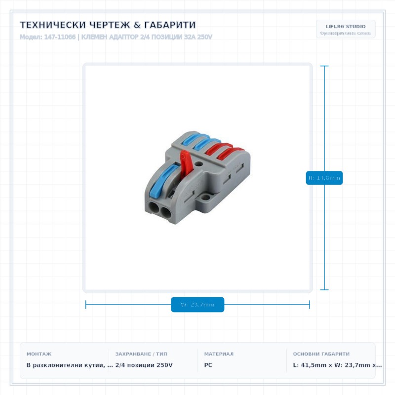 КЛЕМЕН АДАПТОР 2/4 ПОЗИЦИИ 32A 250V КЛЕМЕН АДАПТОР 2/4 ПОЗИЦИИ 32A 250V