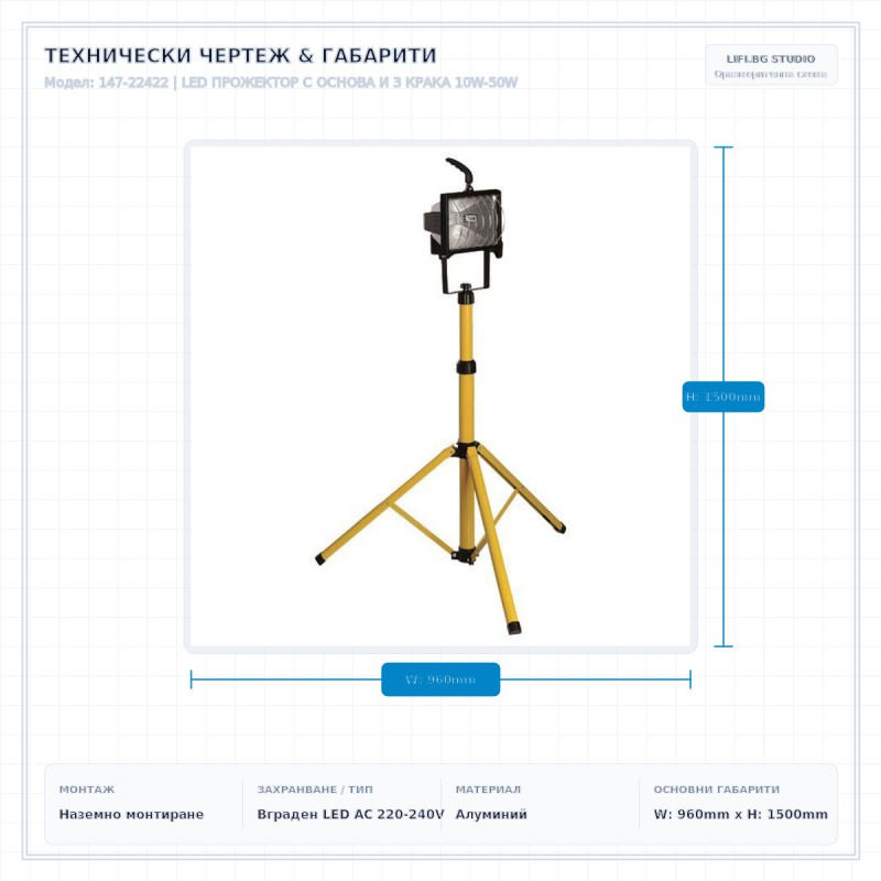 LED ПРОЖЕКТОР С ОСНОВА И 3 КРАКА 10W-50W LED ПРОЖЕКТОР С ОСНОВА И 3 КРАКА 10W-50W
