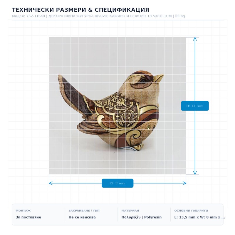 ДЕКОРАТИВНА ФИГУРКА ВРАБЧЕ КАФЯВО И БЕЖОВО 13.5X8X11CM ДЕКОРАТИВНА ФИГУРКА ВРАБЧЕ КАФЯВО И БЕЖОВО 13.5X8X11CM