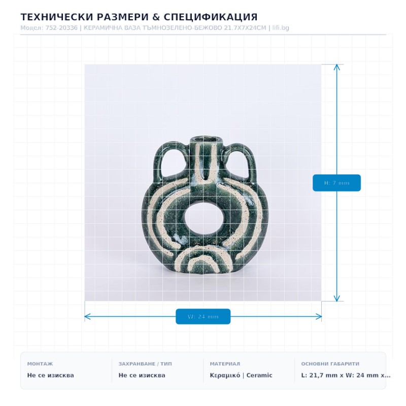 КЕРАМИЧНА ВАЗА ТЪМНОЗЕЛЕНО-БЕЖОВО 21.7X7X24CM КЕРАМИЧНА ВАЗА ТЪМНОЗЕЛЕНО-БЕЖОВО 21.7X7X24CM