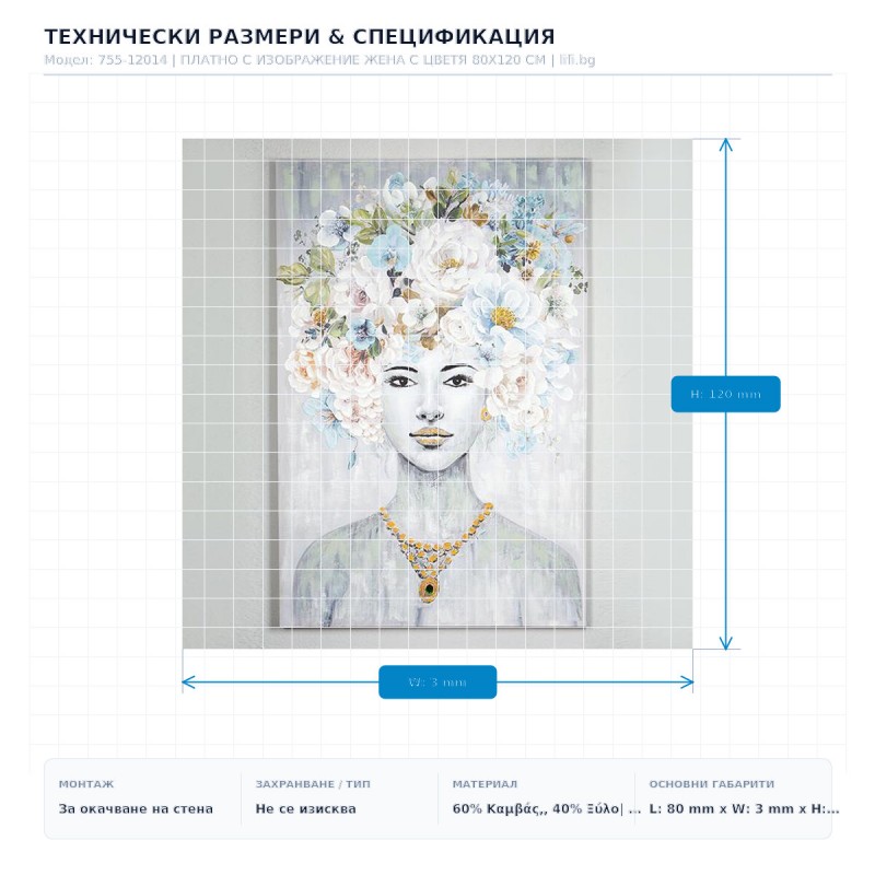 ПЛАТНО С ИЗОБРАЖЕНИЕ ЖЕНА С ЦВЕТЯ 80X120 СМ ПЛАТНО С ИЗОБРАЖЕНИЕ ЖЕНА С ЦВЕТЯ 80X120 СМ