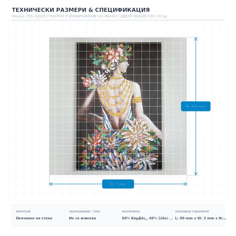 ПЛАТНО С ИЗОБРАЖЕНИЕ НА ЖЕНА С ЦВЕТЯ 80X120 СМ ПЛАТНО С ИЗОБРАЖЕНИЕ НА ЖЕНА С ЦВЕТЯ 80X120 СМ