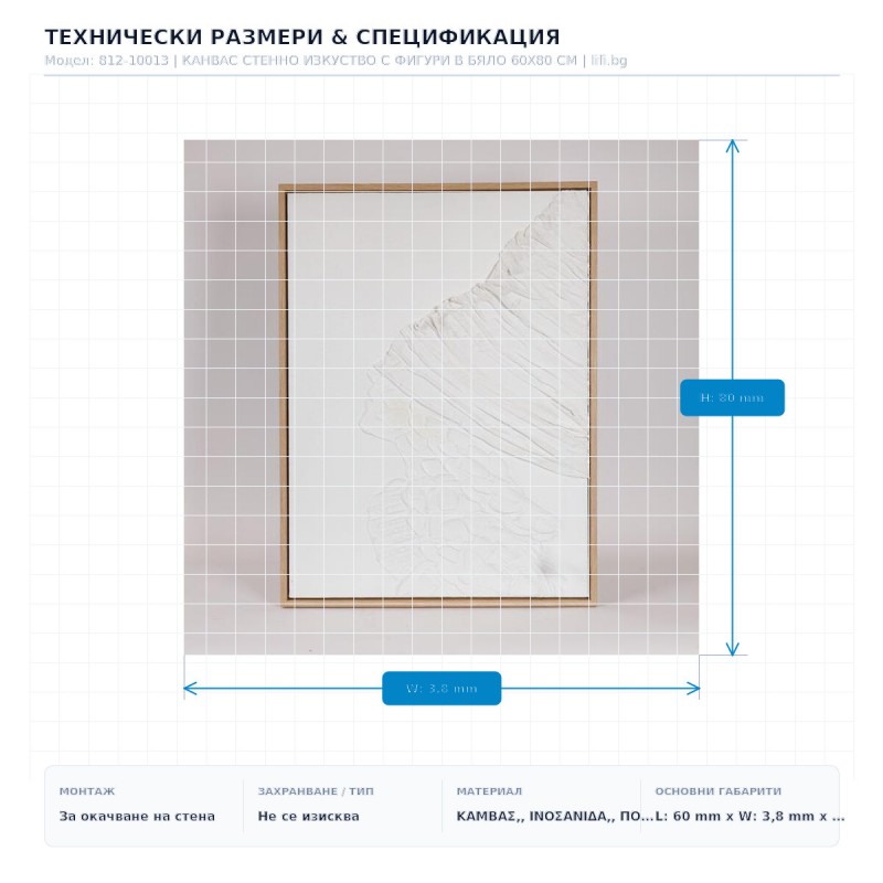 КАНВАС СТЕННО ИЗКУСТВО С ФИГУРИ В БЯЛО 60X80 СМ