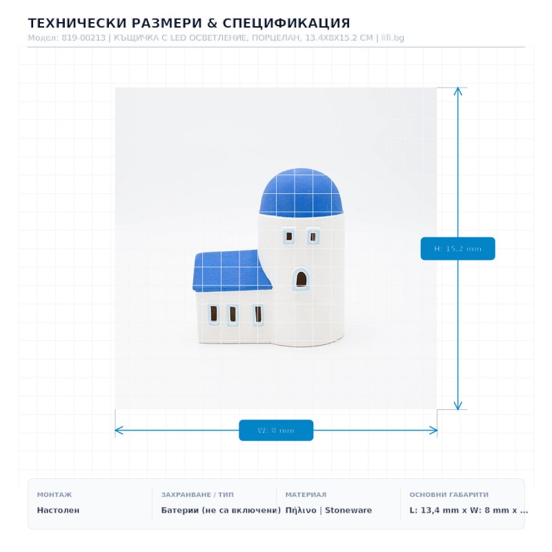 КЪЩИЧКА С LED ОСВЕТЛЕНИЕ, ПОРЦЕЛАН, 13.4X8X15.2 СМ КЪЩИЧКА С LED ОСВЕТЛЕНИЕ, ПОРЦЕЛАН, 13.4X8X15.2 СМ