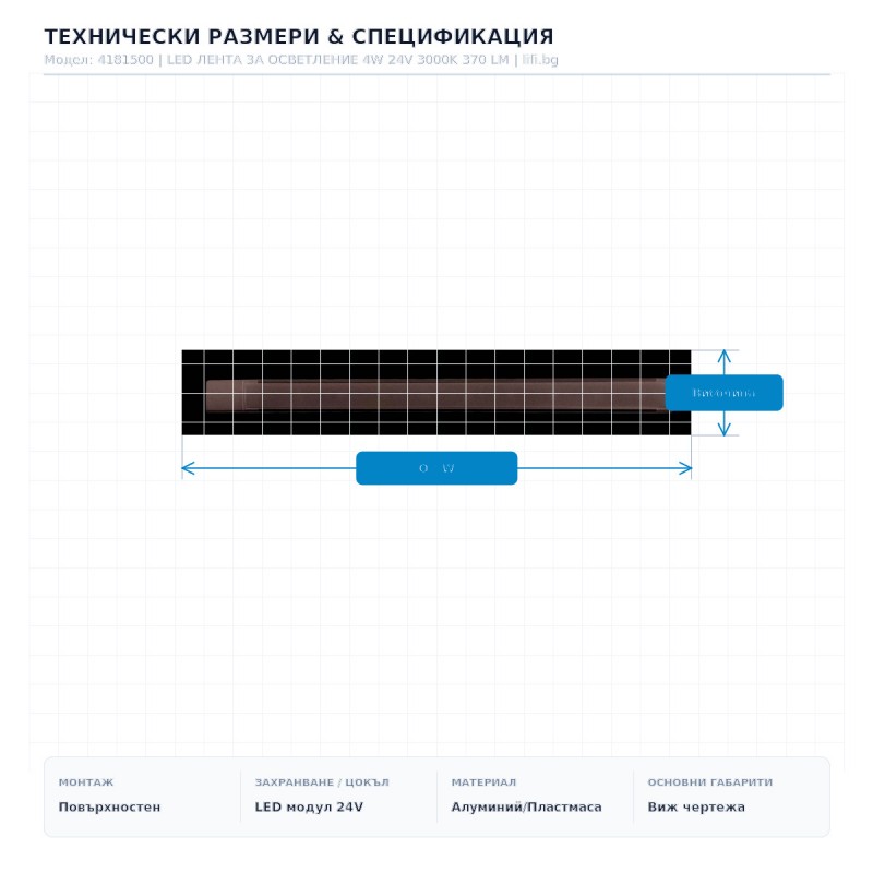 LED ЛЕНТА ЗА ОСВЕТЛЕНИЕ 4W 24V 3000K 370 LM