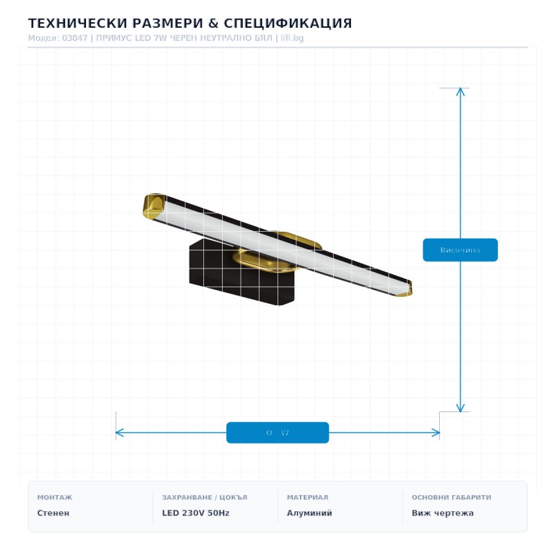ПРИМУС LED 7W ЧЕРЕН НЕУТРАЛНО БЯЛ ПРИМУС LED 7W ЧЕРЕН НЕУТРАЛНО БЯЛ