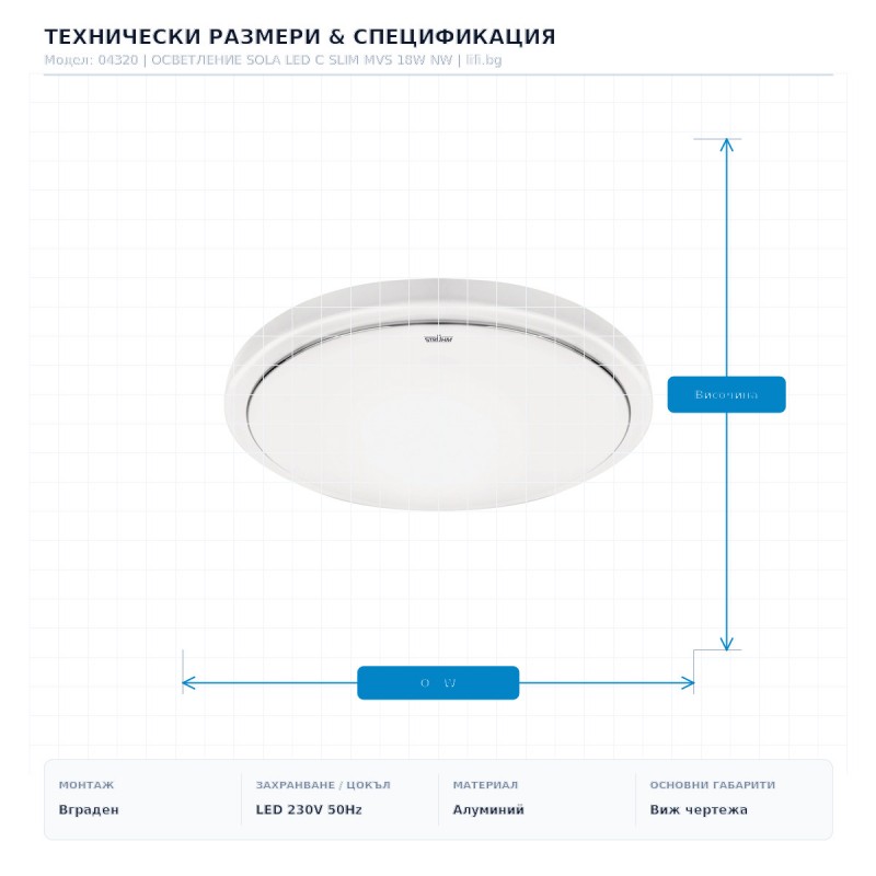 ОСВЕТЛЕНИЕ SOLA LED C SLIM MVS 18W NW