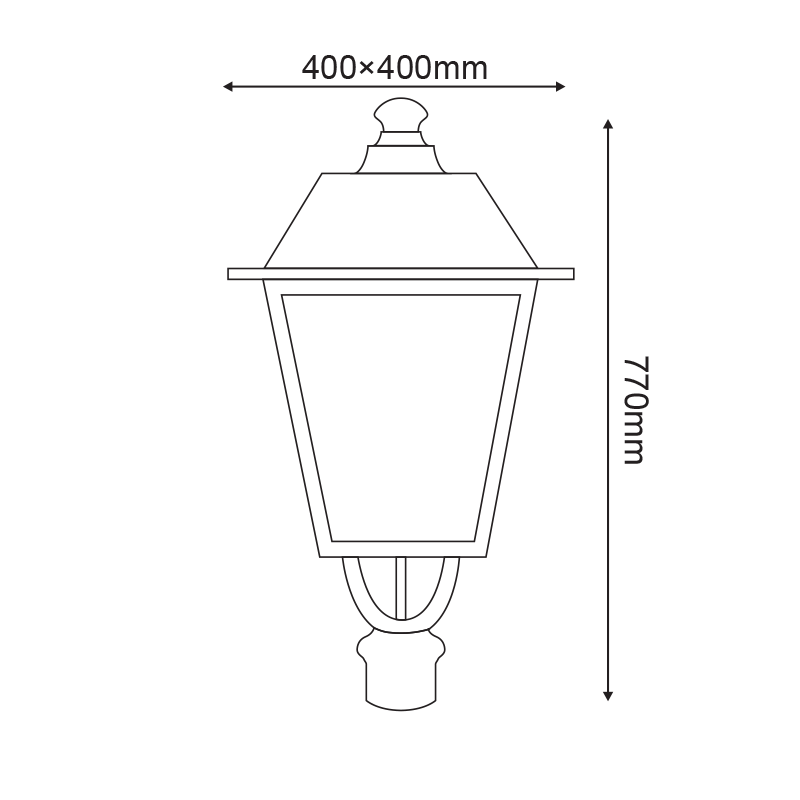 TRADITIONAL LANTERN LIGHT F60/F76 RAL7016 40X40Χ77CM HI1020