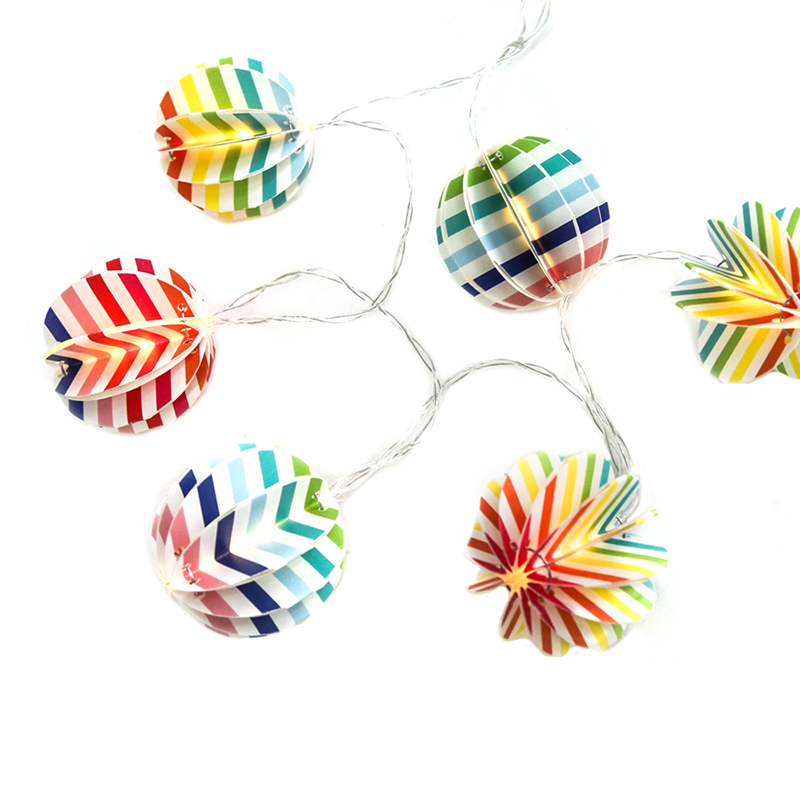 “PAPER DECORATIVE STRING LIGHTS” MULTICOLOR BALL 10 LED STRING LIGHTS WITH BATTERIES (2xΑΑ) WARM WHITE IP20 135+30cm TRANSPARENT CABLE XO10WW2A