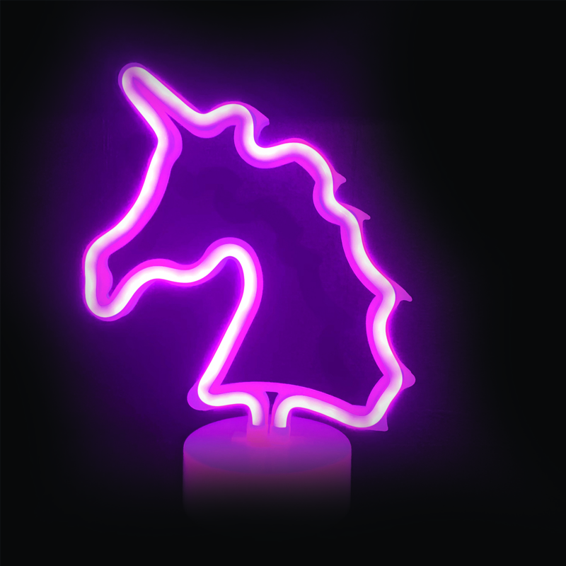UNICORN, 47 NEON LED LIGHTS WITH BATTERY (3xAA)/USB, PINK, IP20, 25x10x28cm X04477313