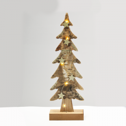 “WOODEN XMAS TREE LIGHT” BROWN TREE- BIG 5 LED LIGHTS WITH BATTERY (2xAAA) WARM WHITE IP20 13x7x40cm XTREBWW403A