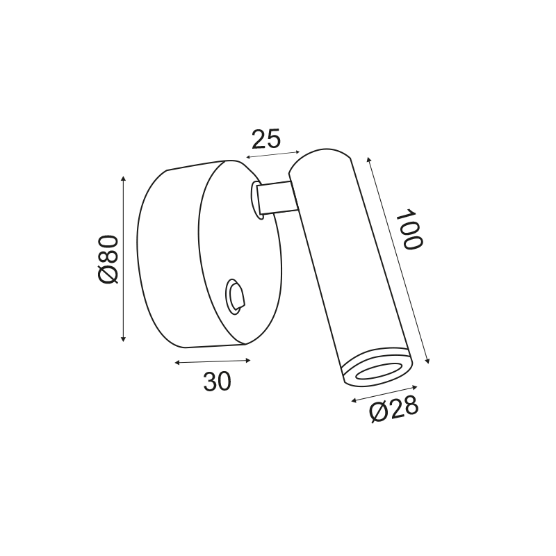 PHASING OUT WALL MOUNTED LED LUMINAIRE 50° 3W 4000K 210Lm 230 V WHITE MATT MOVABLE WITH SWITCH INYOKA2 SF151AMG
