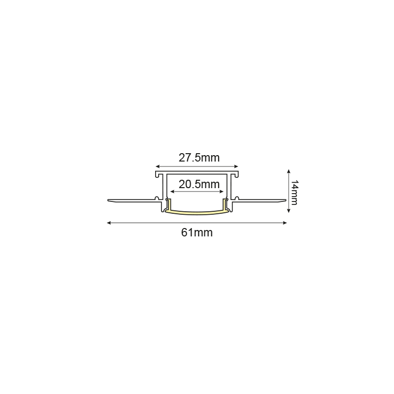 LOND ALUMINUM PROFILE P125 WITH OPAL PC DIFFUSER 2m/pc P125U LOND ALUMINUM PROFILE P125 WITH OPAL PC DIFFUSER 2m/pc P125U