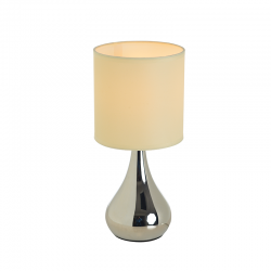 TABLE LAMP GLOSSY CHROME, WHITE SHADE 1X14 BELLATRIS KS1178T1CH