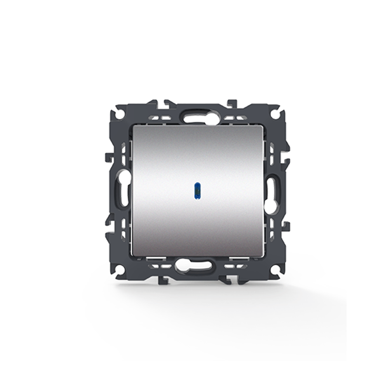 PRIME 1 GANG 2 WAY SWITCH   LED CONTROL LAMP (ON-ON) SCREWLESS 1P 10AX 250VAC IP20 MATT ALUMINUM 1000111003