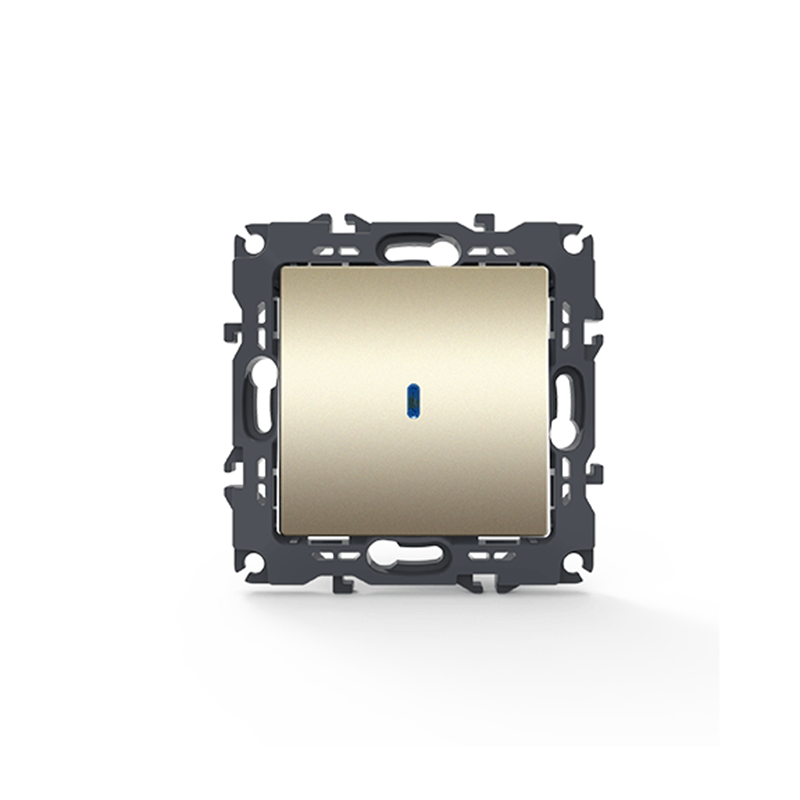 PRIME 1 GANG 2 WAY SWITCH   LED CONTROL LAMP (ON-ON) SCREWLESS 1P 10AX 250VAC IP20 MATT CHAMPAGNE 1000111004