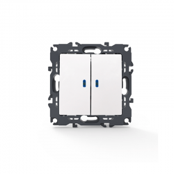 PRIME 2 GANG 1 WAY SWITCH LED LOCATOR LAMP (ON-OFF) SCREWLESS 1+1P 10AX 250VAC IP20 WHITE 1000111201 PRIME 2 GANG 1 WAY SWITCH LED LOCATOR LAMP (ON-OFF) SCREWLESS 1+1P 10AX 250VAC IP20 WHITE 1000111201