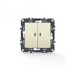 PRIME 2 GANG 1 WAY SWITCH LED LOCATOR LAMP (ON-OFF) SCREWLESS 1+1P 10AX 250VAC IP20 IVORY 1000111202 PRIME 2 GANG 1 WAY SWITCH LED LOCATOR LAMP (ON-OFF) SCREWLESS 1+1P 10AX 250VAC IP20 IVORY 1000111202
