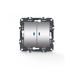 PRIME 2 GANG 1 WAY SWITCH LED LOCATOR LAMP (ON-OFF) SCREWLESS 1+1P 10AX 250VAC IP20 MATT ALUMINUM 1000111203 PRIME 2 GANG 1 WAY SWITCH LED LOCATOR LAMP (ON-OFF) SCREWLESS 1+1P 10AX 250VAC IP20 MATT ALUMINUM 1000111203