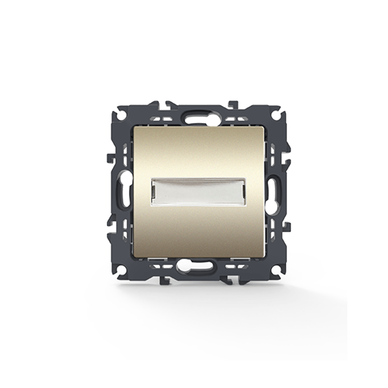 PRIME 1 GANG PUSH BUTTON   NAMEPLATE LED LAMP (12VAC) SCREWLESS 1P 10A 250VAC IP20 MATT CHAMPAGNE 1000112104