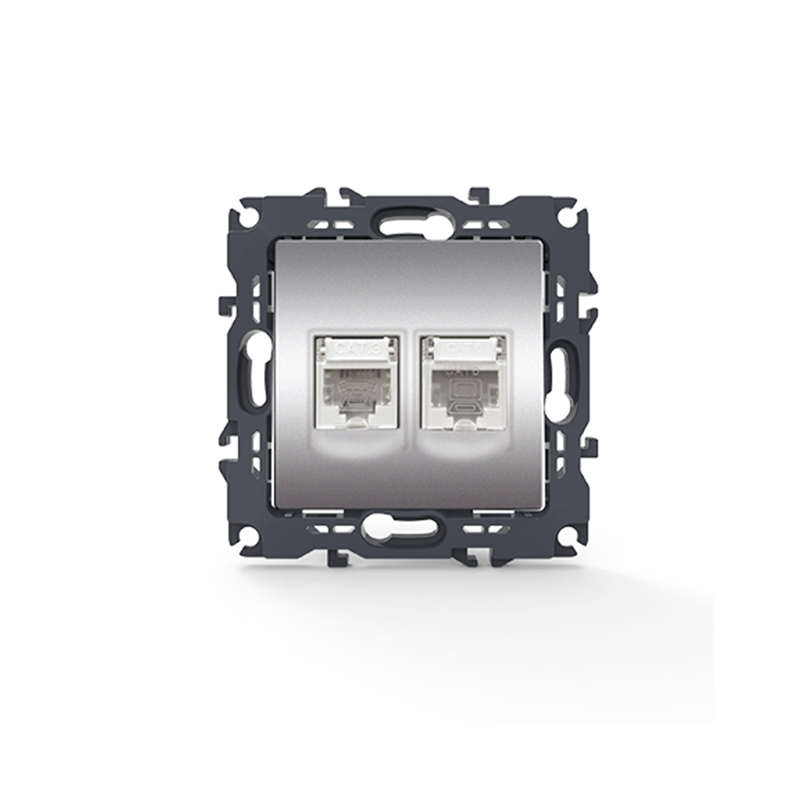 PRIME TELEPHONE SOCKET 1xRJ11 CAT3 IP20 LAN SOCKET 1xRJ45 CAT6 UTP IP20 MATT ALUMINUM 1000113403 PRIME TELEPHONE SOCKET 1xRJ11 CAT3 IP20 LAN SOCKET 1xRJ45 CAT6 UTP IP20 MATT ALUMINUM 1000113403