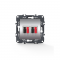 PRIME DOUBLE AUDIO SOCKET SCREWLESS 36-230VAC IP20 MATT ALUMINUM 1000113603