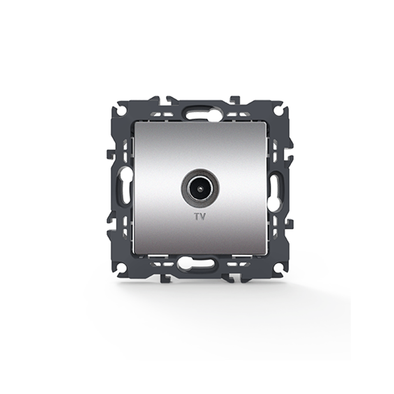 PRIME TV SOCKET THROUGH-LINE MALE CONNECTOR SURGE PROTECTION IP20 MATT ALUMINUM 1000114103 PRIME TV SOCKET THROUGH-LINE MALE CONNECTOR SURGE PROTECTION IP20 MATT ALUMINUM 1000114103