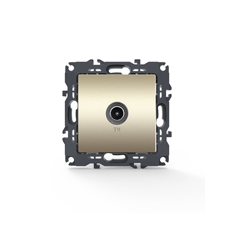 PRIME TV SOCKET THROUGH-LINE MALE CONNECTOR SURGE PROTECTION IP20 MATT CHAMPAGNE 1000114104 PRIME TV SOCKET THROUGH-LINE MALE CONNECTOR SURGE PROTECTION IP20 MATT CHAMPAGNE 1000114104