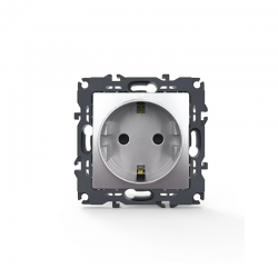 PRIME SCHUKO SOCKET WITH SAFETY SHUTTER 1x2P+E 16A 250VAC IP20 MATT ALUMINUM 1000116003 PRIME SCHUKO SOCKET WITH SAFETY SHUTTER 1x2P+E 16A 250VAC IP20 MATT ALUMINUM 1000116003