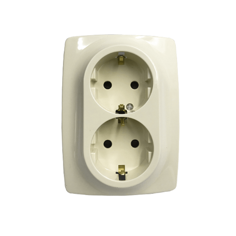 PRIME SCHUKO SOCKET WITH SAFETY SHUTTER 2x2P+E 16A 250VAC IP20 IVORY 1000116202 PRIME SCHUKO SOCKET WITH SAFETY SHUTTER 2x2P+E 16A 250VAC IP20 IVORY 1000116202