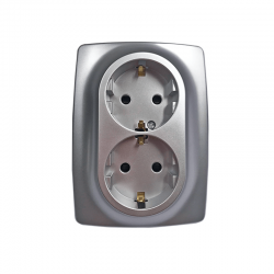 PRIME SCHUKO SOCKET WITH SAFETY SHUTTER 2x2P+E 16A 250VAC IP20 MATT ALUMINUM 1000116203 PRIME SCHUKO SOCKET WITH SAFETY SHUTTER 2x2P+E 16A 250VAC IP20 MATT ALUMINUM 1000116203