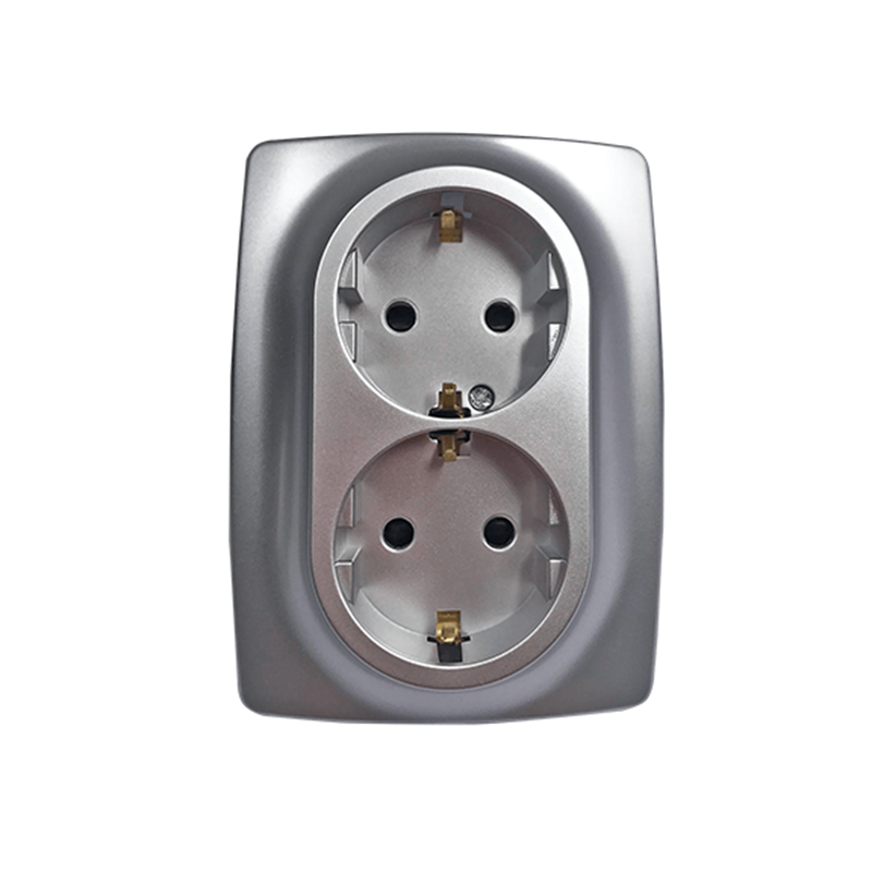 PRIME SCHUKO SOCKET WITH SAFETY SHUTTER 2x2P+E 16A 250VAC IP20 MATT ALUMINUM 1000116203 PRIME SCHUKO SOCKET WITH SAFETY SHUTTER 2x2P+E 16A 250VAC IP20 MATT ALUMINUM 1000116203