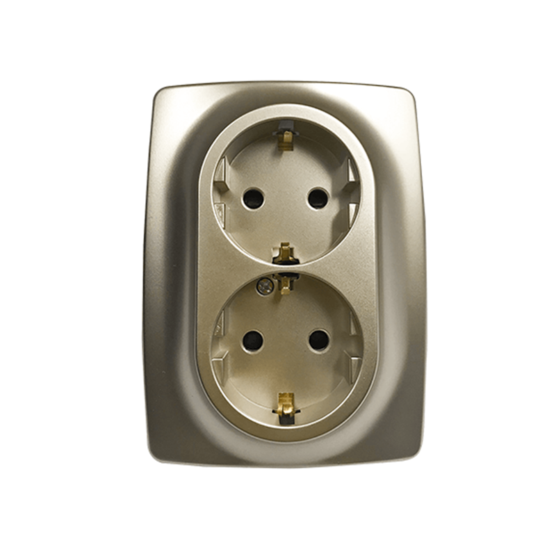 PRIME SCHUKO SOCKET WITH SAFETY SHUTTER 2x2P+E 16A 250VAC IP20 MATT CHAMPAGNE 1000116204 PRIME SCHUKO SOCKET WITH SAFETY SHUTTER 2x2P+E 16A 250VAC IP20 MATT CHAMPAGNE 1000116204