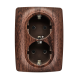PRIME SCHUKO SOCKET WITH SAFETY SHUTTER 2x2P+E 16A 250VAC IP20  WOOD 1000116206