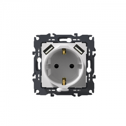 PRIME SCHUKO SOCKET WITH SAFETY SHUTTER 1x2P+E 16A 250VAC 2 USB 5VDC 3.1A IP20 WHITE 1000116301 PRIME SCHUKO SOCKET WITH SAFETY SHUTTER 1x2P+E 16A 250VAC 2 USB 5VDC 3.1A IP20 WHITE 1000116301