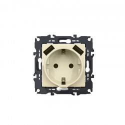 PRIME SCHUKO SOCKET WITH SAFETY SHUTTER 1x2P+E 16A 250VAC 2 USB 5VDC 3.1A IP20 IVORY 1000116302 PRIME SCHUKO SOCKET WITH SAFETY SHUTTER 1x2P+E 16A 250VAC 2 USB 5VDC 3.1A IP20 IVORY 1000116302