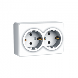 MURATA DOUBLE SCHUKO SOCKET WITH SAFETY SHUTTER WALL MOUΝΤED SCREWS 2x2P+E 16A 250VAC IP20 WHITE 1000226201
