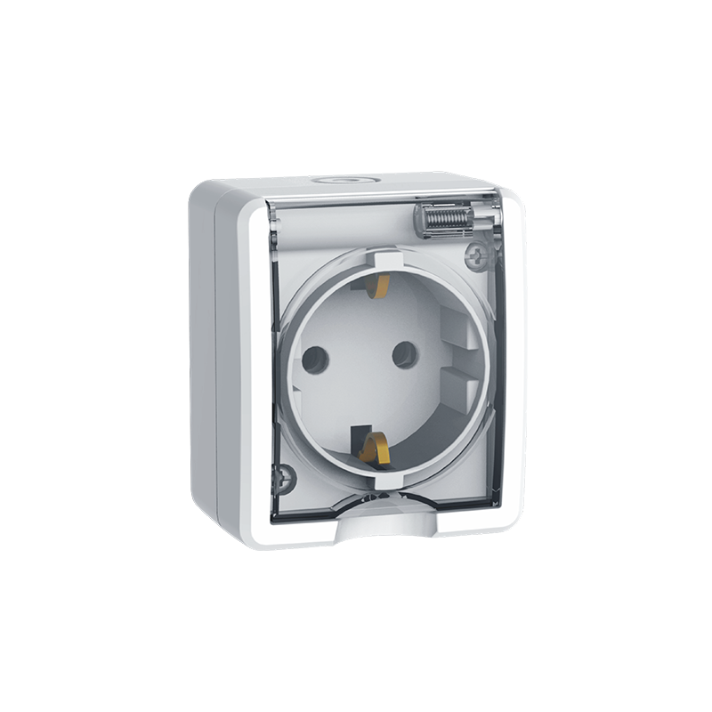 MURATA SCHUKO SOCKET WITH LID   SAFETY SHUTTER WALL MOUΝΤED SCREWS 1x2P+E 16A 250VAC IP20 WHITE 1000326101
