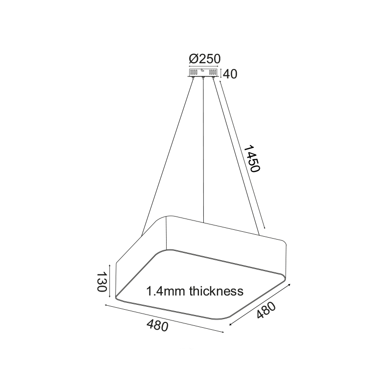 PENDANT LUMINAIRE LED 40W 3200LM 3000K BLACK METAL 48X48XH140CM EMERY V28LEDP48BK PENDANT LUMINAIRE LED 40W 3200LM 3000K BLACK METAL 48X48XH140CM EMERY V28LEDP48BK