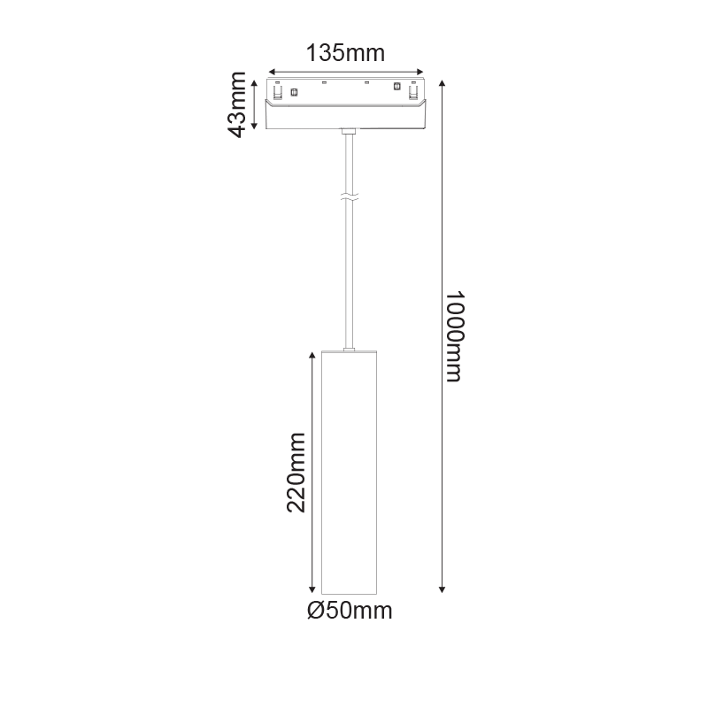 MATTE WHITE MAGNETIC PENDANT LUMINAIRE 48V DC 9W 4000K 1030LM 36° OSRAM RA90 Φ50 220MM HUBEP940W MATTE WHITE MAGNETIC PENDANT LUMINAIRE 48V DC 9W 4000K 1030LM 36° OSRAM RA90 Φ50 220MM HUBEP940W