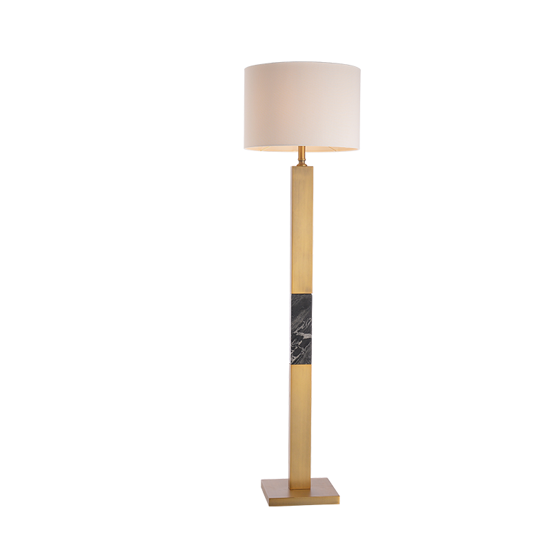 PHASING OUT FLOOR LUMINAIRE 1XE27 METALLIC BRASS   WHITE SHADE, COLORgrey marble-antique brass Φ43ΧΗ153CM LUXOR ML306411FB